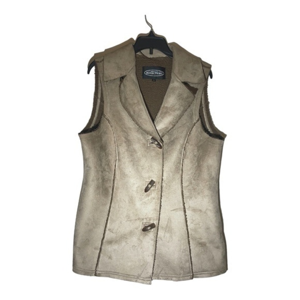 Vintage Northern Reflections Womens Vest Faux Suede Sherpa Lined Size M
